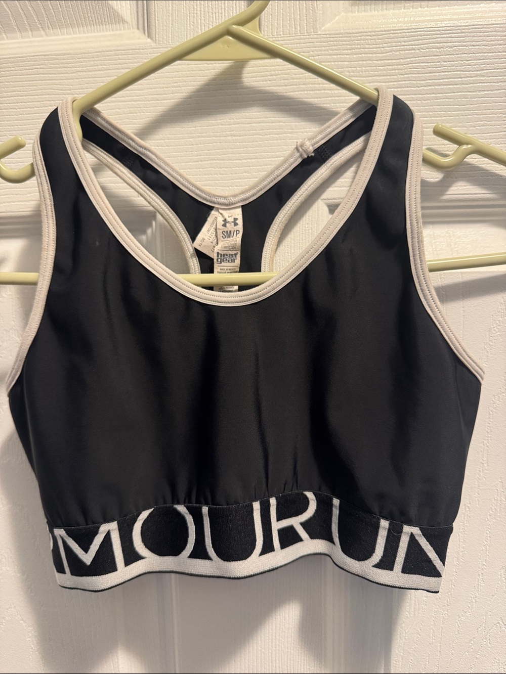 Under Armour Black & White HeatGear Racerback Sports Bra